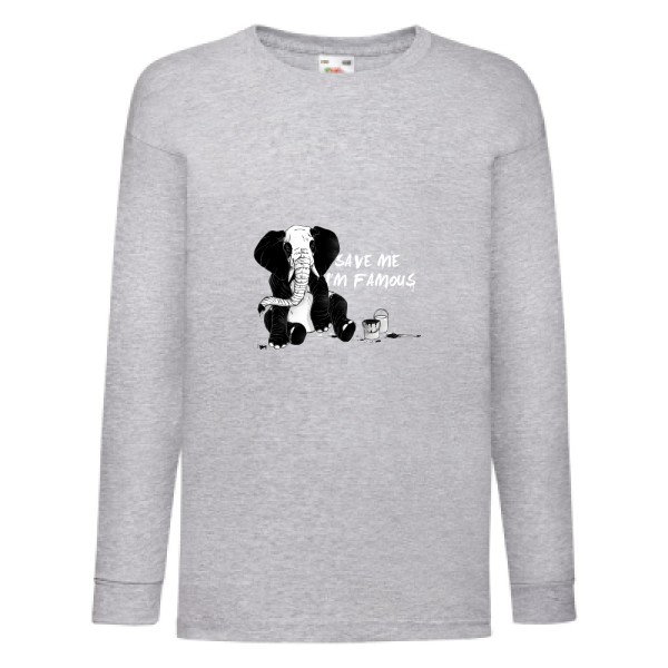 pandaléphant- T-shirt enfant manches longues imprimé original -Fruit of the loom - Kids LS Value Weight T