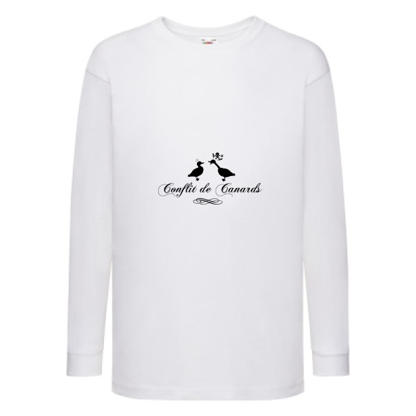 Conflit De Canards - Tee shirt humour noir Enfant -Fruit of the loom - Kids LS Value Weight T