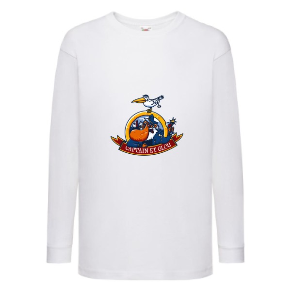 Captain et glou- Tee shirt marin humour -Fruit of the loom - Kids LS Value Weight T