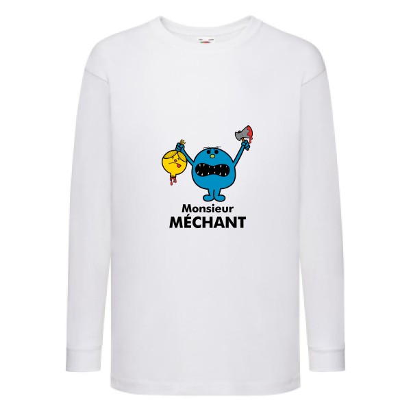 Monsieur Méchant - T-shirt enfant manches longues drôle - modèle Fruit of the loom - Kids LS Value Weight T -thème bande dessinée -