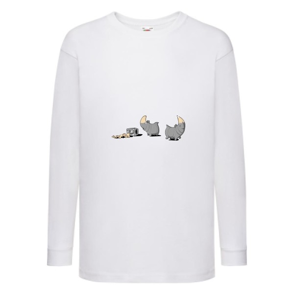 Rhinoféroce - T-shirt enfant manches longues humour potache Enfant  -Fruit of the loom - Kids LS Value Weight T - Thème humour noir -