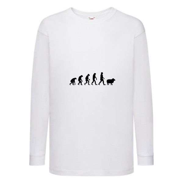 PanurgeEvolution - T-shirt enfant manches longues évolution Enfant - modèle Fruit of the loom - Kids LS Value Weight T -thème humour -