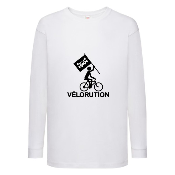 Vélorution- T-shirt enfant manches longues Enfant - thème velo et humour -Fruit of the loom - Kids LS Value Weight T -