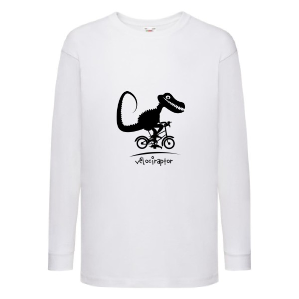vélociraptor -T-shirt enfant manches longues rigolo- Enfant -Fruit of the loom - Kids LS Value Weight T -thème  humour dinausore - 