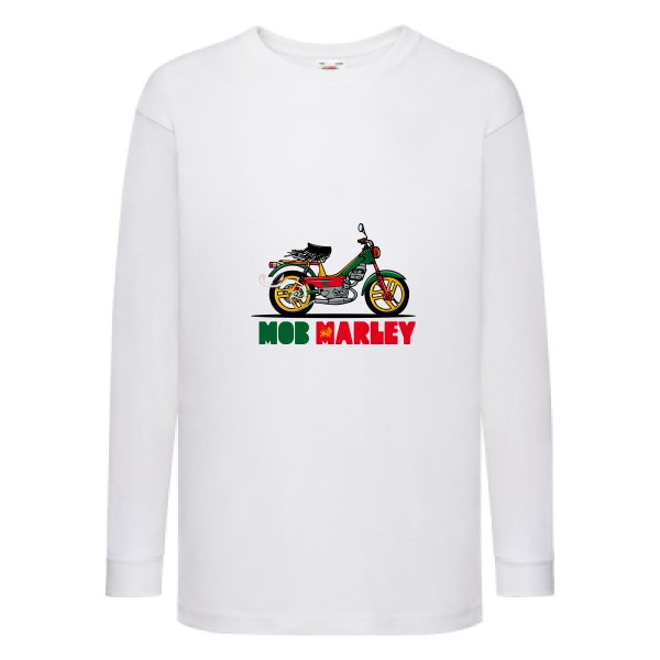 Mob Marley - T-shirt enfant manches longues reggae Enfant - modèle Fruit of the loom - Kids LS Value Weight T -thème musique et bob marley -