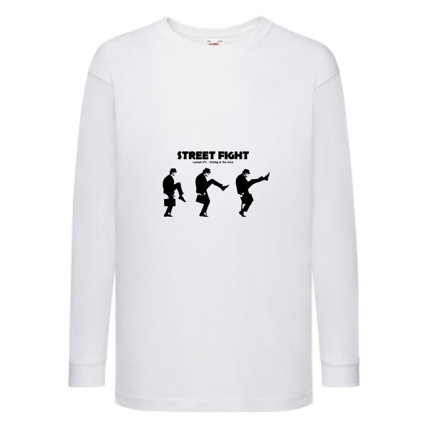 British Fight-T-shirt enfant manches longues humoristique - Fruit of the loom - Kids LS Value Weight T- Thème humour anglais - 