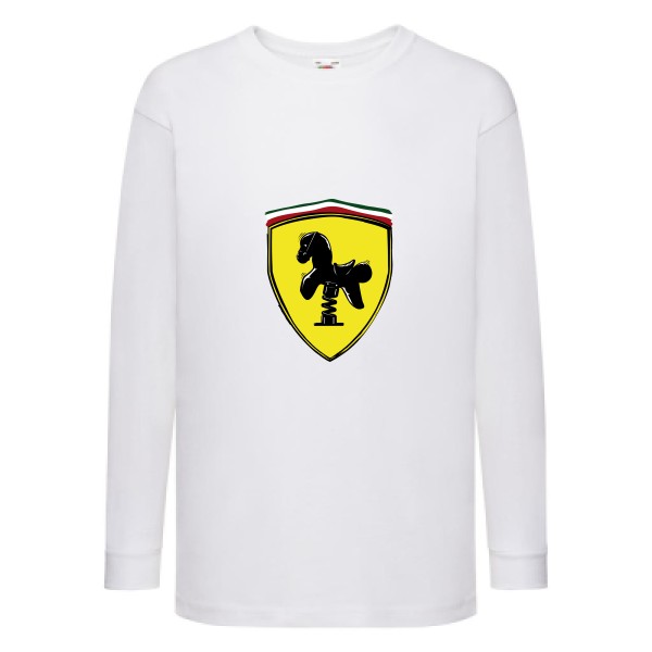 Ferrari -T-shirt enfant manches longues parodie pour Enfant -Fruit of the loom - Kids LS Value Weight T - thème  automobile - 