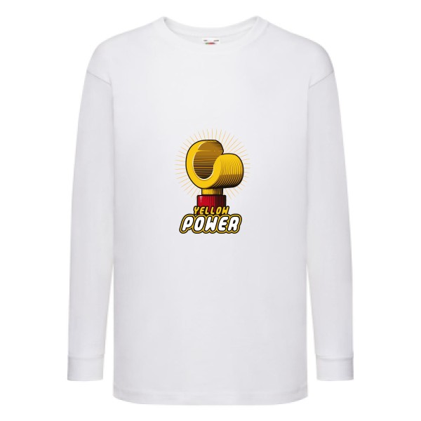Yellow Power -T-shirt enfant manches longues parodie marque - Fruit of the loom - Kids LS Value Weight T