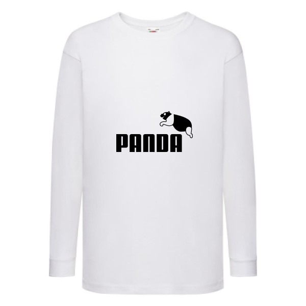 PANDA - T-shirt enfant manches longues parodie pour Enfant -modèle Fruit of the loom - Kids LS Value Weight T - thème humour et parodie- 