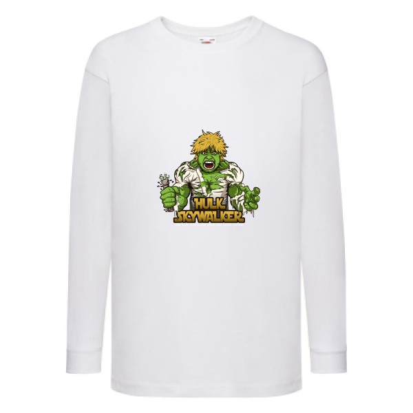 T shirt fun - Hulk Sky Walker -T-shirt enfant manches longues - modèle Fruit of the loom - Kids LS Value Weight T-thème bande dessinée -