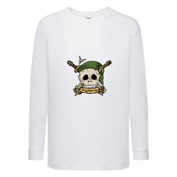Zelda Skull T-shirt enfant manches longues tete de mort -Fruit of the loom - Kids LS Value Weight T