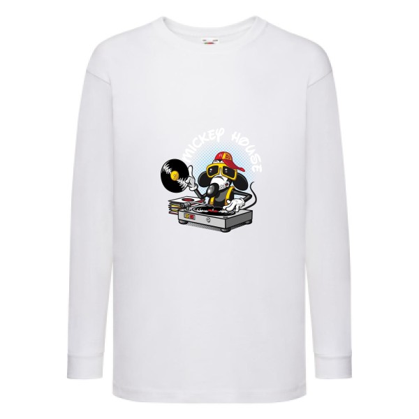 Mickey house v2 -T-shirt enfant manches longues mickey Enfant  -Fruit of the loom - Kids LS Value Weight T -Thème parodie et musique -