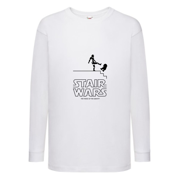 STAIR WARS -T-shirt enfant manches longues humour Enfant -Fruit of the loom - Kids LS Value Weight T -thème parodie star wars -