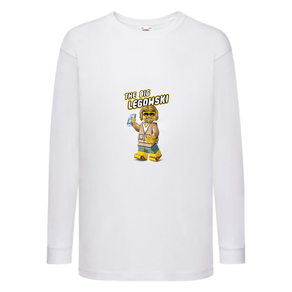 The big Legowski v3 - T-shirt enfant manches longues vintage  - modèle Fruit of the loom - Kids LS Value Weight T -thème parodie et cinéma -