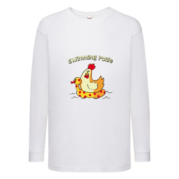 swimming poule - T-shirt enfant manches longues rigolo Enfant - modèle Fruit of the loom - Kids LS Value Weight T -thème burlesque -