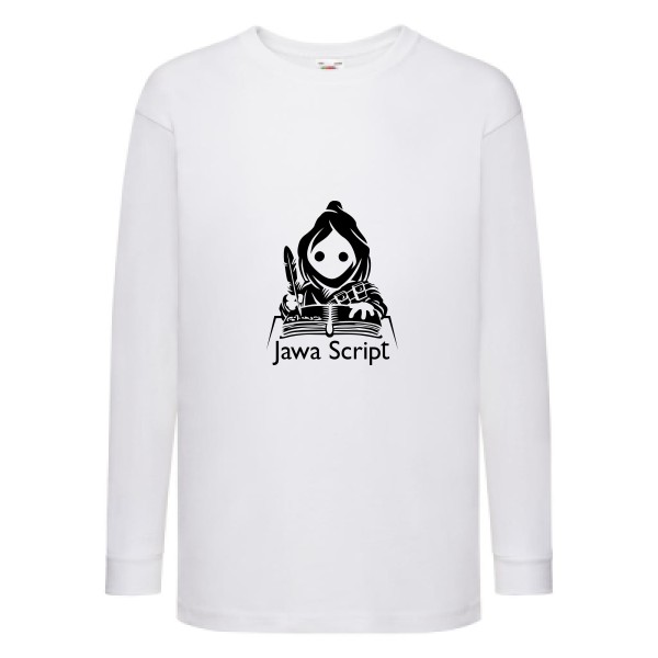 Jawa script-T-shirt enfant manches longues Geek - Fruit of the loom - Kids LS Value Weight T- Thème humour Geek - 