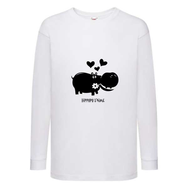 Hippopo t'aime -T shirt bebe -Fruit of the loom - Kids LS Value Weight T