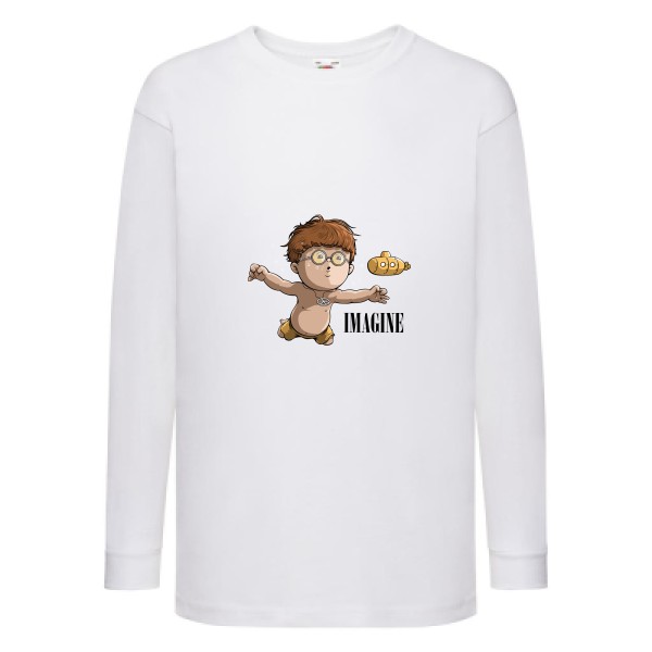 Imagine... - T-shirt enfant manches longues humoristique pour Enfant -modèle Fruit of the loom - Kids LS Value Weight T - thème rock et parodie -