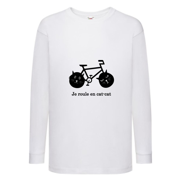 cat-cat bike - T-shirt enfant manches longues humour velo - Thème t shirt  et sweat  original pour  Enfant -