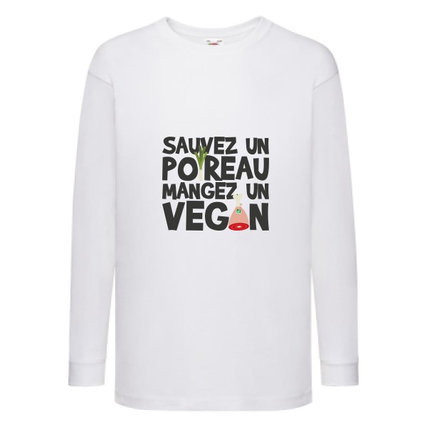 vegan poireau -Fruit of the loom - Kids LS Value Weight T - Tee-shirts message Enfant -