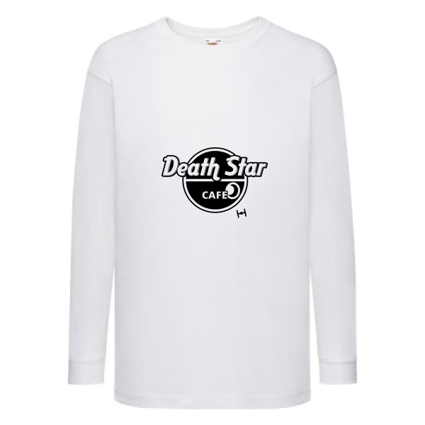 DeathStarCafe - T-shirt enfant manches longues dark pour Enfant -modèle Fruit of the loom - Kids LS Value Weight T - thème parodie et marque-