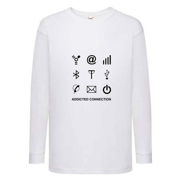Addicted connection- t shirt Geek - Fruit of the loom - Kids LS Value Weight T