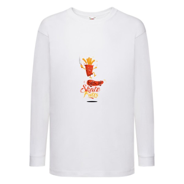 SKATE -T-shirt enfant manches longues geek  -Fruit of the loom - Kids LS Value Weight T -thème  humour  - 