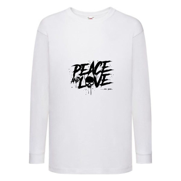 Peace or no peace - T shirt tête de mort Enfant - modèle Fruit of the loom - Kids LS Value Weight T -