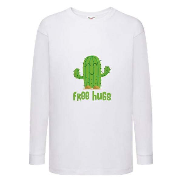 FreeHugs- T-shirt enfant manches longues Enfant - thème tee shirt humoristique -Fruit of the loom - Kids LS Value Weight T -