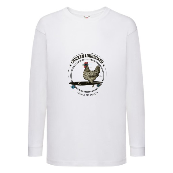 Chicken Longboard - T-shirt enfant manches longues - vêtement original avec une poule-
