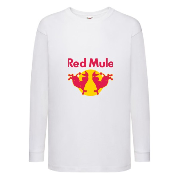 Red Mule-Tee shirt Parodie - Modèle T-shirt enfant manches longues -Fruit of the loom - Kids LS Value Weight T