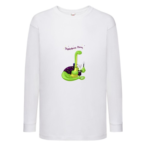 T shirt rigolo diplodocus sur Fruit of the loom - Kids LS Value Weight T