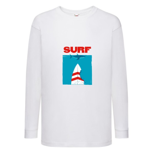 SURF -T-shirt enfant manches longues sympa  Enfant -Fruit of the loom - Kids LS Value Weight T -thème  surf -