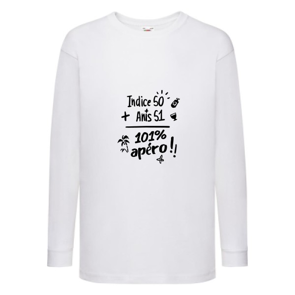 T-shirt enfant manches longues - Fruit of the loom - Kids LS Value Weight T - 101 pourcent apéro !!