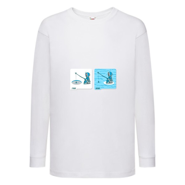 T shirt Enfant humour -Fishing in Arctic - Fruit of the loom - Kids LS Value Weight T