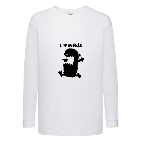 T-shirt enfant manches longues original Enfant  - I love birds - 
