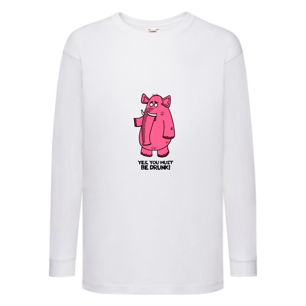 T-shirt enfant manches longues original  Homme - Pink elephant -
