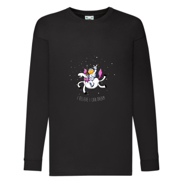 T-shirt enfant manches longues - Fruit of the loom - Kids LS Value Weight T - Space Rodéo Licorne
