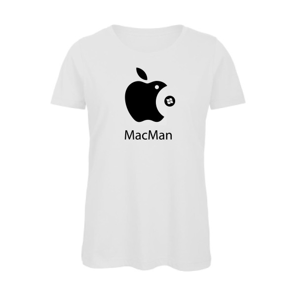 MacMan - T-shirt femme bio vintage pour Femme -modèle B&C - Inspire T/women - thème retro et jeux videos -
