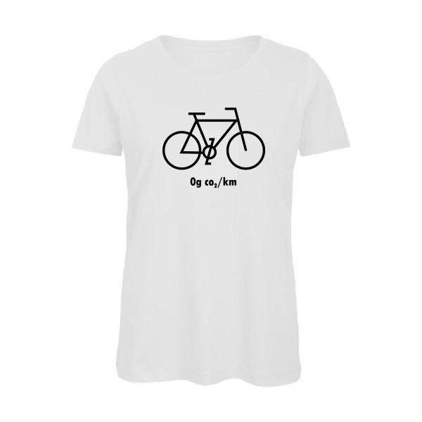 Zéro grammes de CO2 - T-shirt femme bio velo humour pour Femme -modèle B&C - Inspire T/women - thème humour et vélo -