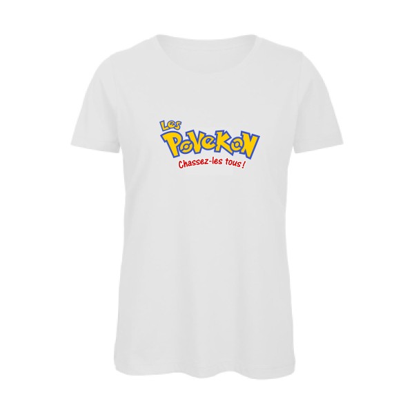 Povekon - T-shirt femme bio drôle Femme - modèle B&C - Inspire T/women -thème parodie pokemon -