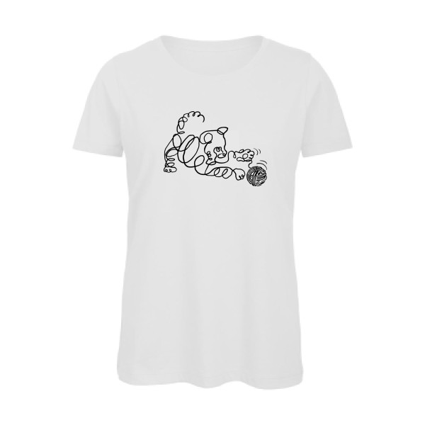 Pelote de chat -T-shirt femme bio rigolo Femme -B&C - Inspire T/women -thème  chat et animaux - 
