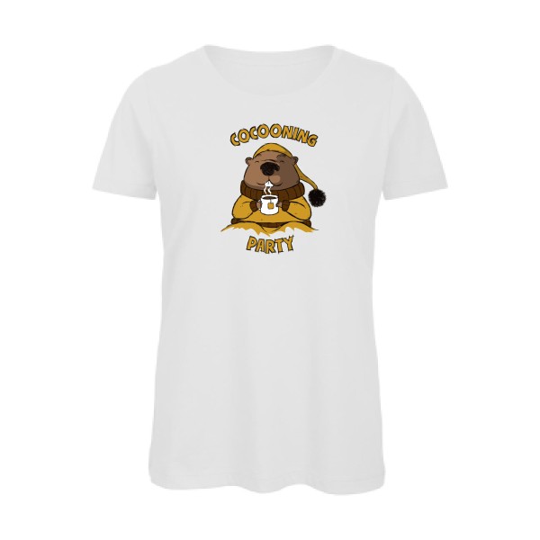 Cocooning - T-shirt femme bio humour - Thème tee shirts et sweats drôle pour  Femme -