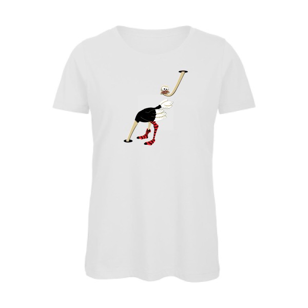 Autruche - T-shirt femme bio burlesque Femme - modèle B&C - Inspire T/women -thème humour et animaux -
