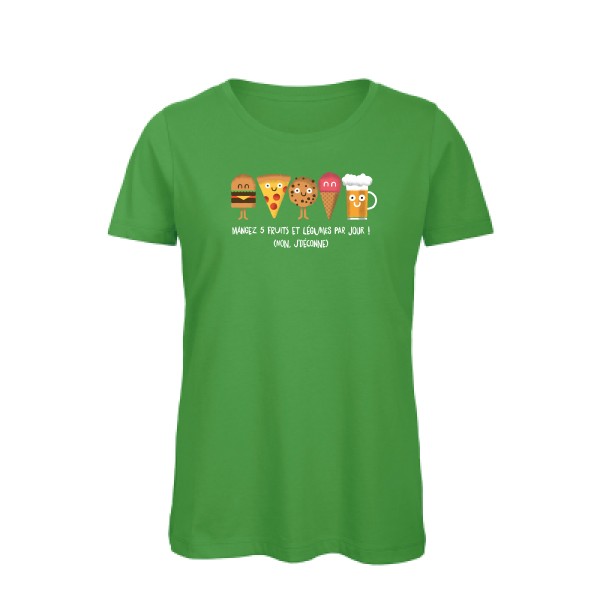 5 fruits et légumes - Tee shirt humoristique Femme - modèle B&C - Inspire T/women - thème humour et pub -