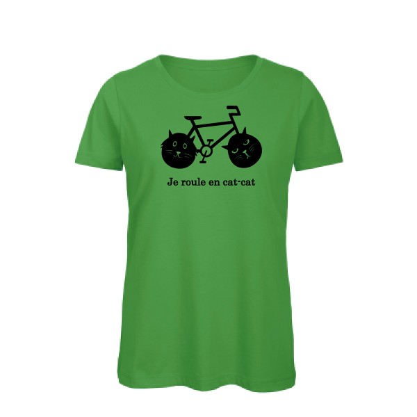 cat-cat bike - T-shirt femme bio humour velo - Thème t shirt  et sweat  original pour  Femme -