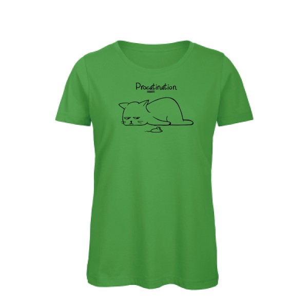 Procatination - T-shirt femme bio drole pour Femme -modèle B&C - Inspire T/women - thème humour et chat -