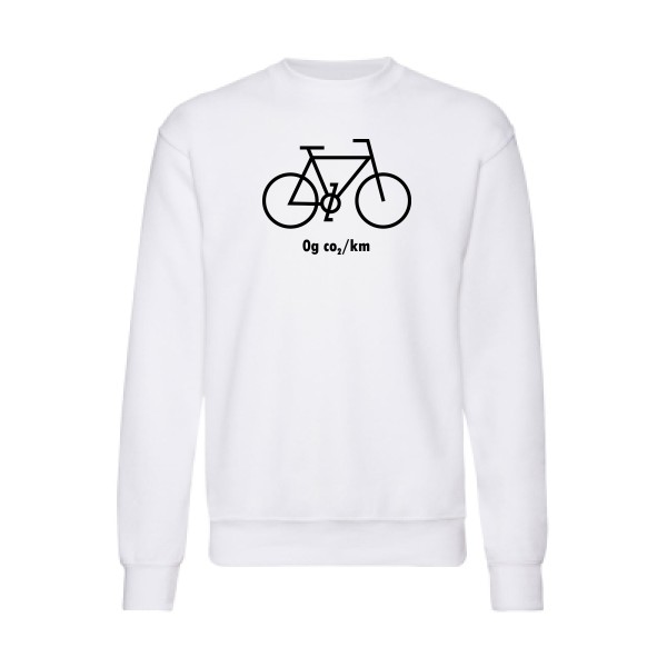 Zéro grammes de CO2 - Sweat shirt velo humour pour Homme -modèle Fruit of the loom 280 g/m² - thème humour et vélo -