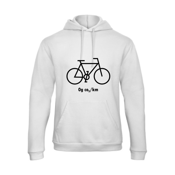 Zéro grammes de CO2 - Sweat capuche velo humour pour Homme -modèle B&C - Hooded Sweatshirt Unisex  - thème humour et vélo -
