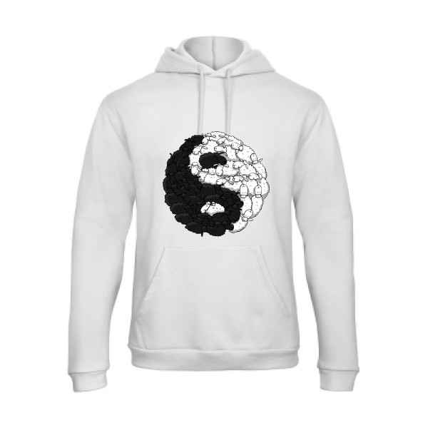 Mouton Yin Yang - Tee shirt humoristique Homme - modèle B&C - Hooded Sweatshirt Unisex  - thème zen -